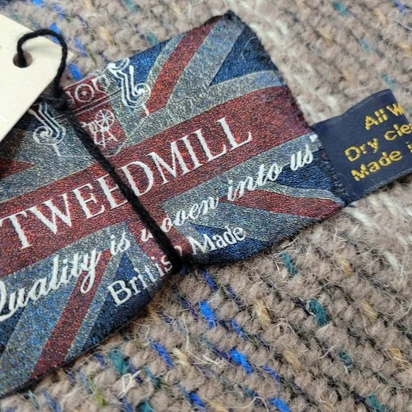 TWEEDMILL Recyled Wool Gray/Blue/Brown Stripe Blanket Throw72x60
